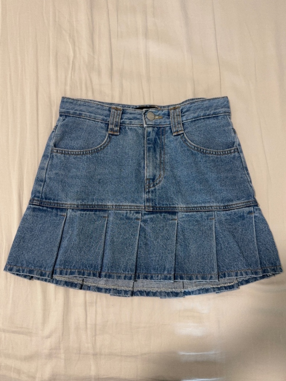 y2k korean-style pleated jean mini skirt